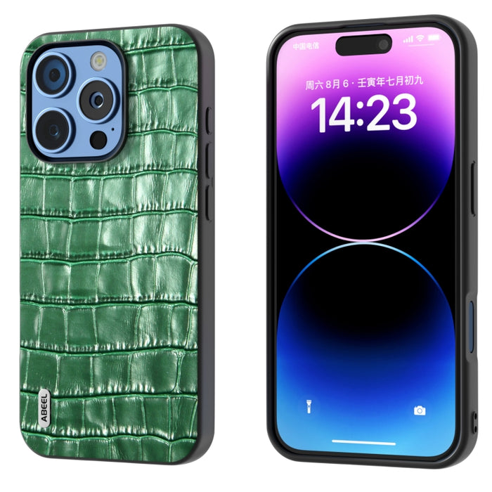 Estuche para teléfono de cuero genuino con textura de cocodrilo ABEEL