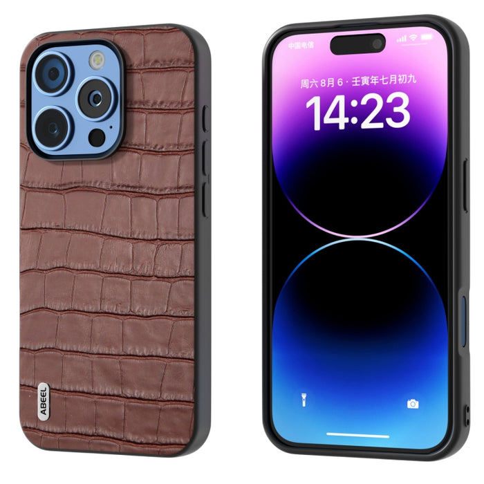 Estuche para teléfono de cuero genuino con textura de cocodrilo ABEEL