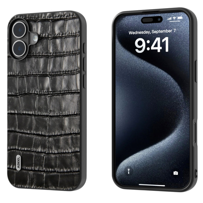 Estuche para teléfono de cuero genuino con textura de cocodrilo ABEEL