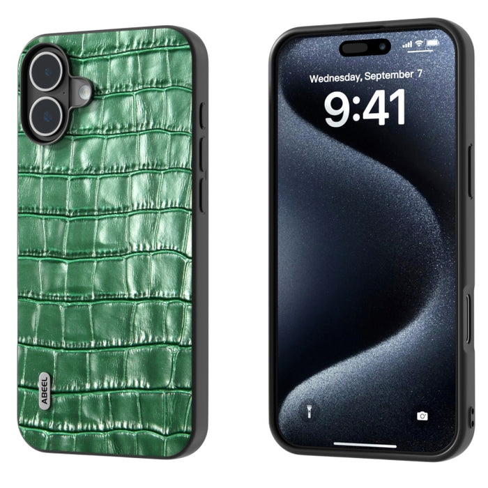 Estuche para teléfono de cuero genuino con textura de cocodrilo ABEEL