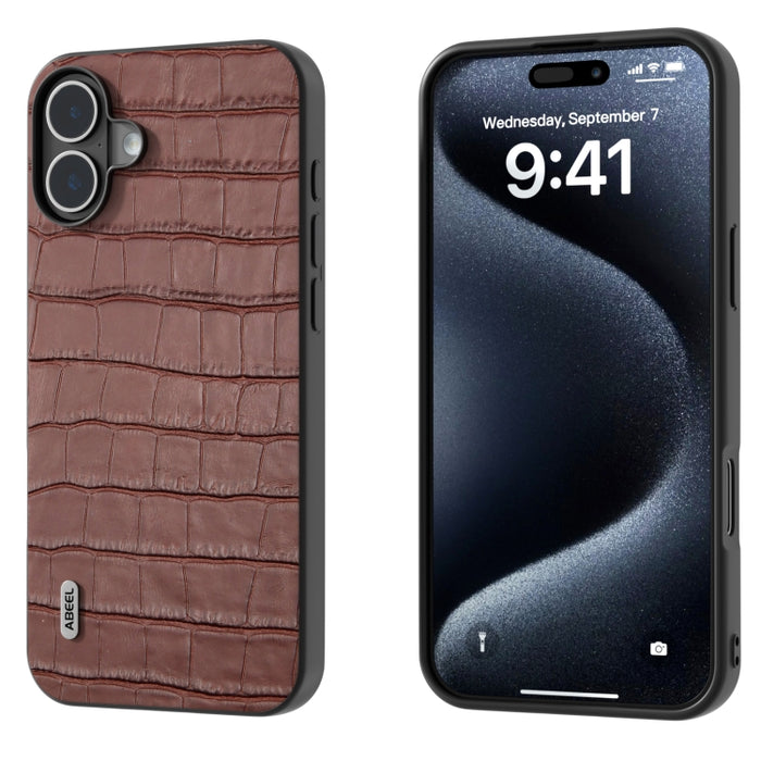 Estuche para teléfono de cuero genuino con textura de cocodrilo ABEEL