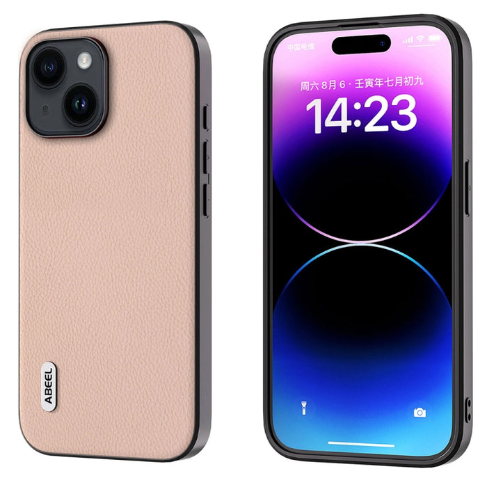 Funda para teléfono con textura Litchi de cuero genuino ABEEL + PC