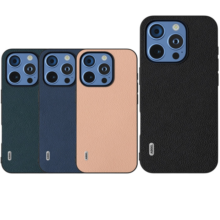 Funda para teléfono con textura Litchi de cuero genuino ABEEL + PC