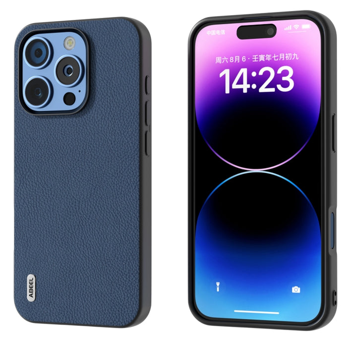 Funda para teléfono con textura Litchi de cuero genuino ABEEL + PC