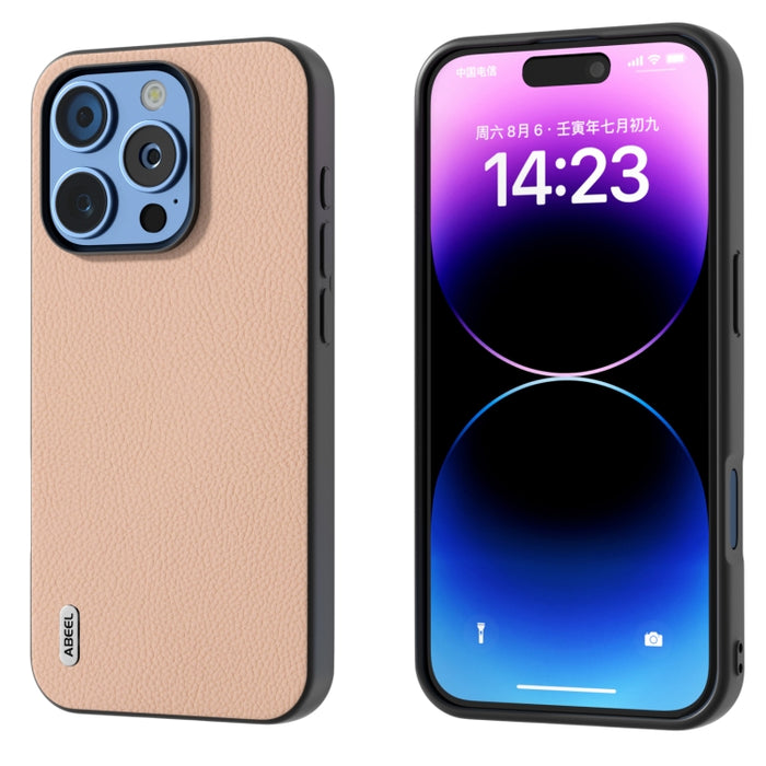 Funda para teléfono con textura Litchi de cuero genuino ABEEL + PC