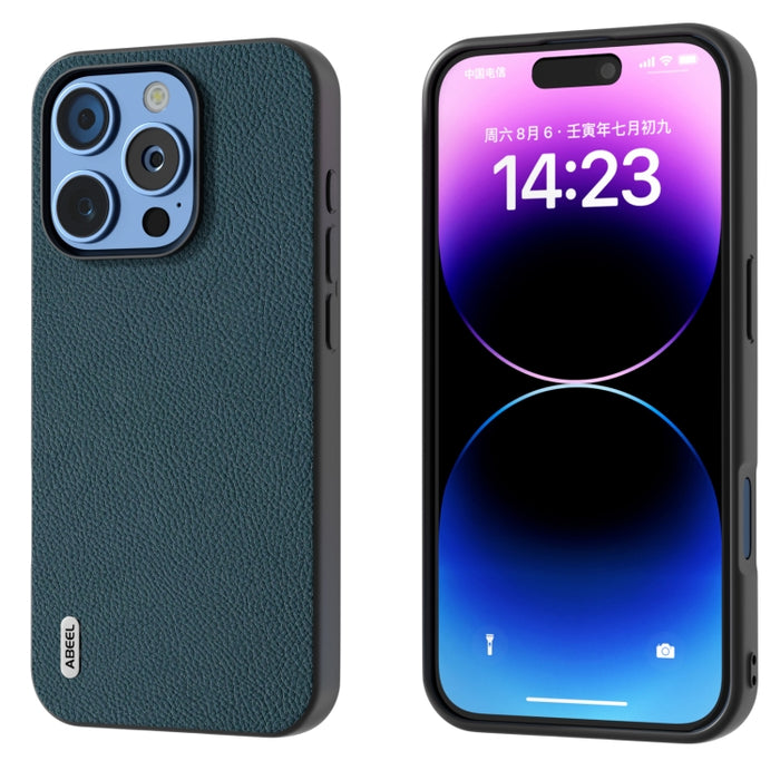 Funda para teléfono con textura Litchi de cuero genuino ABEEL + PC