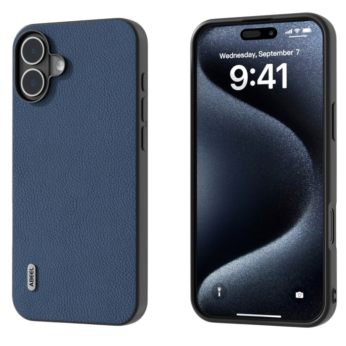 Funda para teléfono con textura Litchi de cuero genuino ABEEL + PC