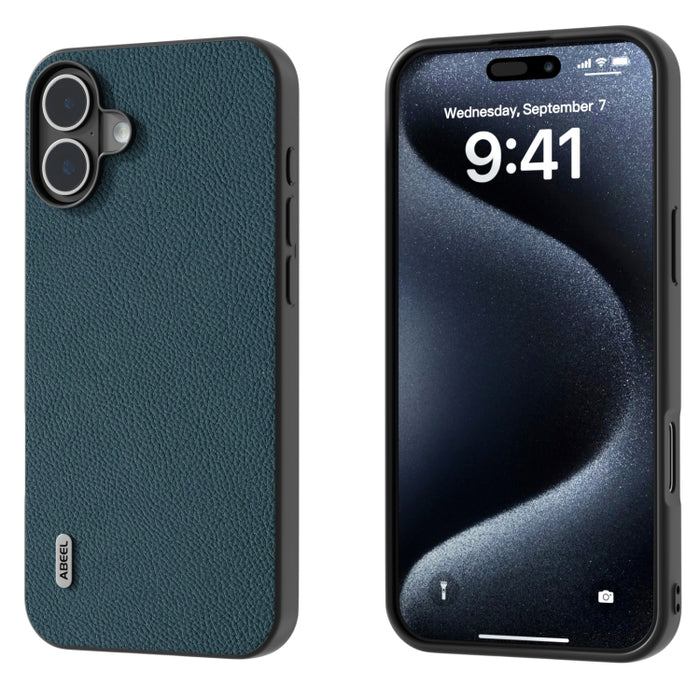 Funda para teléfono con textura Litchi de cuero genuino ABEEL + PC