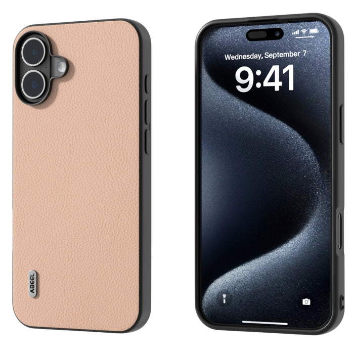 Funda para teléfono con textura Litchi de cuero genuino ABEEL + PC