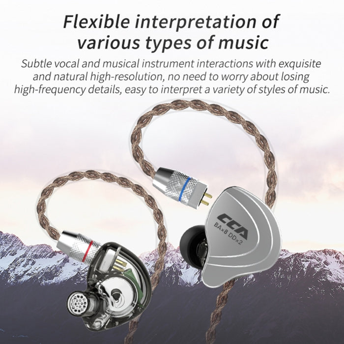 CCA CCA-C10 Auricular intrauditivo híbrido controlado por cable de diez unidades chapado en oro de 3,5 mm