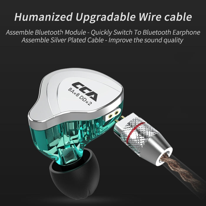 CCA CCA-C10 Auricular intrauditivo híbrido controlado por cable de diez unidades chapado en oro de 3,5 mm