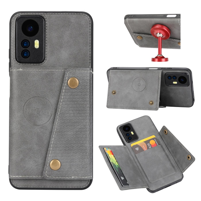 Estuche magnético para teléfono con ranuras para tarjetas con doble hebilla, For Xiaomi Redmi K70 Ultra, For Xiaomi Redmi 13 4G Global, For Xiaomi Redmi Note 13 Pro 4G Global, For Xiaomi Redmi Note 13 4G Global, For Xiaomi 14 Ultra                     ...