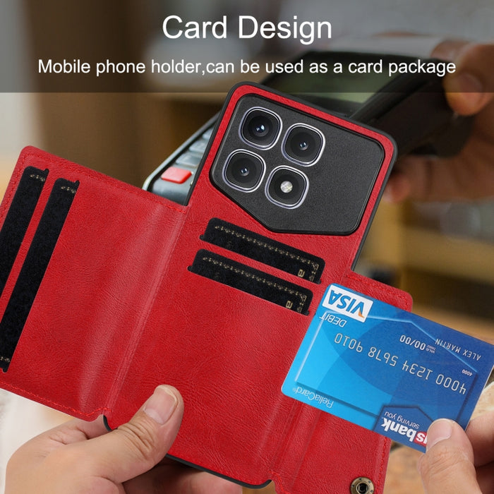 Estuche magnético para teléfono con ranuras para tarjetas con doble hebilla, For Xiaomi Redmi K70 Ultra, For Xiaomi Redmi 13 4G Global, For Xiaomi Redmi Note 13 Pro 4G Global, For Xiaomi Redmi Note 13 4G Global, For Xiaomi 14 Ultra                     ...