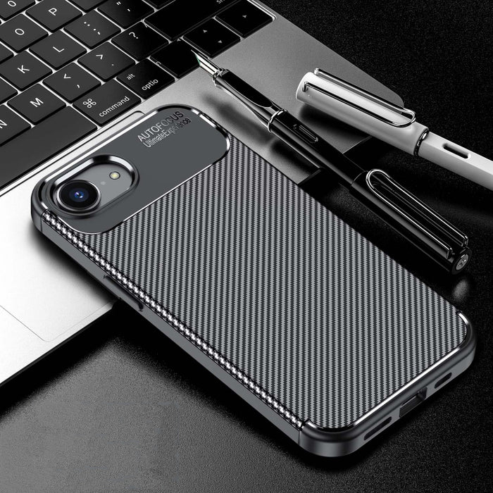 Funda de teléfono TPU a prueba de golpes con textura de fibra de carbono