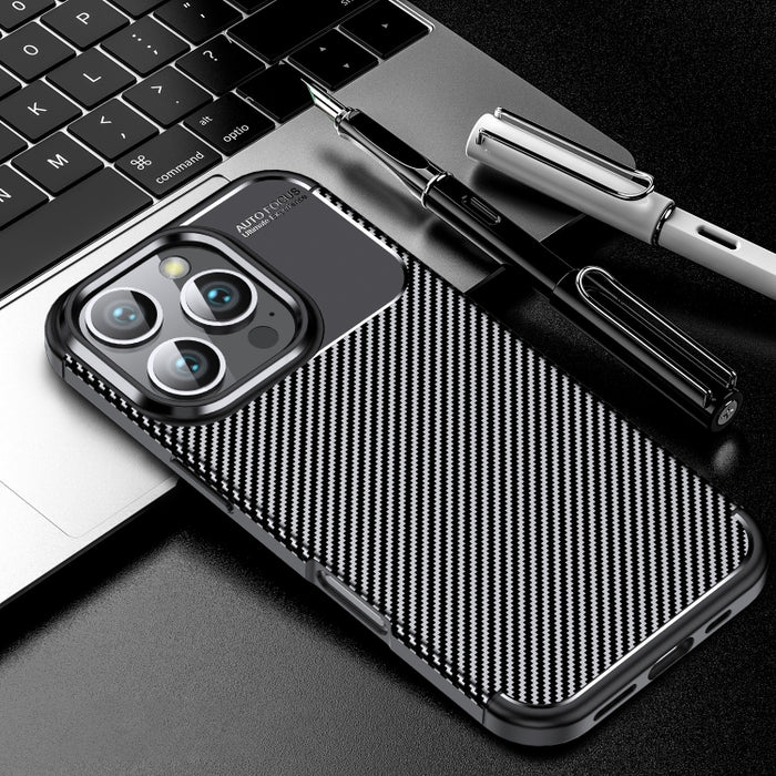 Funda de teléfono TPU a prueba de golpes con textura de fibra de carbono