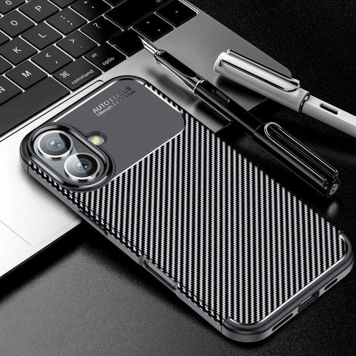 Funda de teléfono TPU a prueba de golpes con textura de fibra de carbono