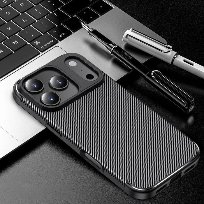 Funda de teléfono TPU a prueba de golpes con textura de fibra de carbono