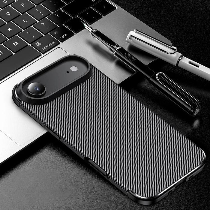 Funda de teléfono TPU a prueba de golpes con textura de fibra de carbono