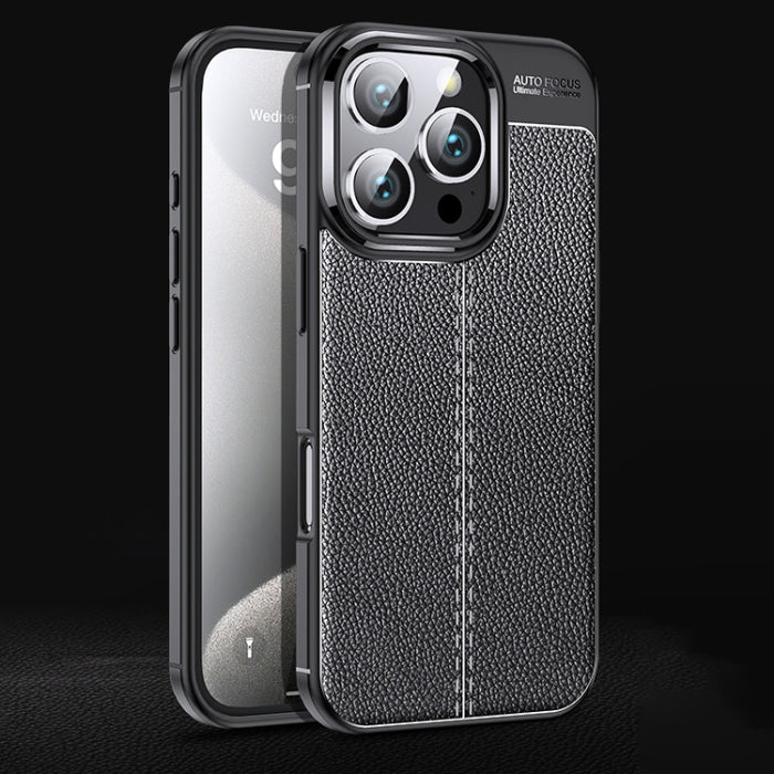 Funda de teléfono TPU a prueba de golpes con textura Litchi