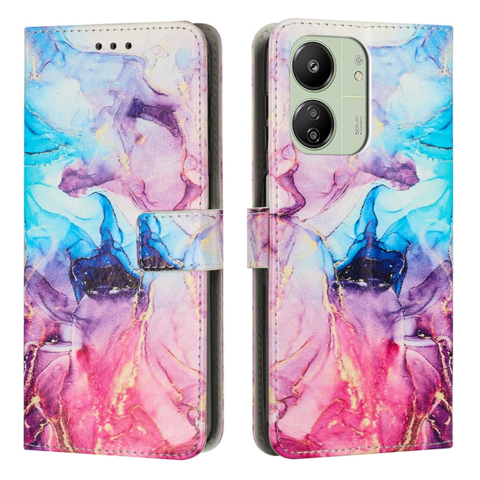 Estuche para teléfono de cuero con patrón de mármol pintado, For Redmi Note 13 5G, For Redmi 13C 4G, For Redmi Note 13 Pro+, For Redmi Note 13 Pro 5G, For Redmi 12 4G / Redmi 12 5G / Note 12R, For Xiaomi Redmi Note 12 Turbo/Poco F5                     ...