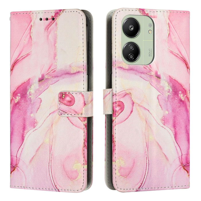Estuche para teléfono de cuero con patrón de mármol pintado, For Redmi Note 13 5G, For Redmi 13C 4G, For Redmi Note 13 Pro+, For Redmi Note 13 Pro 5G, For Redmi 12 4G / Redmi 12 5G / Note 12R, For Xiaomi Redmi Note 12 Turbo/Poco F5                     ...