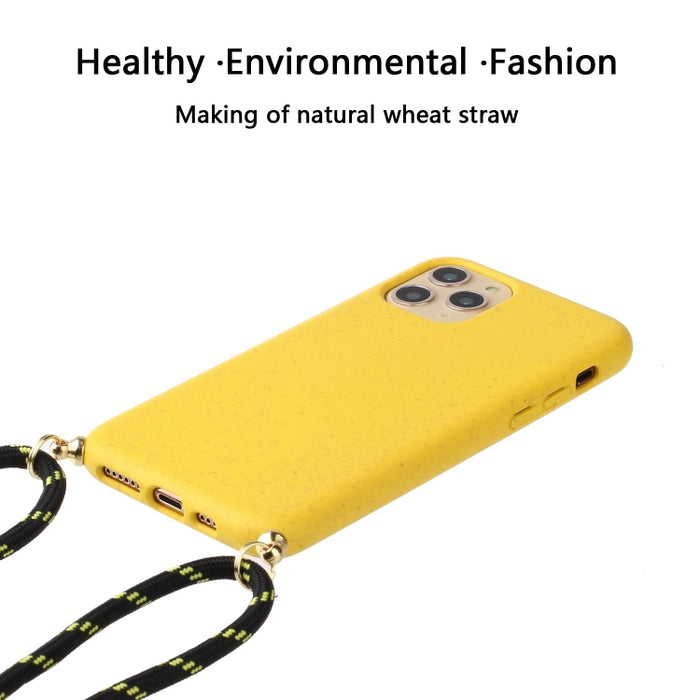 Material de paja de trigo + funda de teléfono TPU con cordón