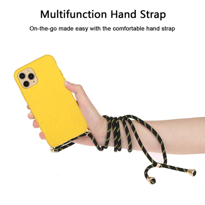 Material de paja de trigo + funda de teléfono TPU con cordón