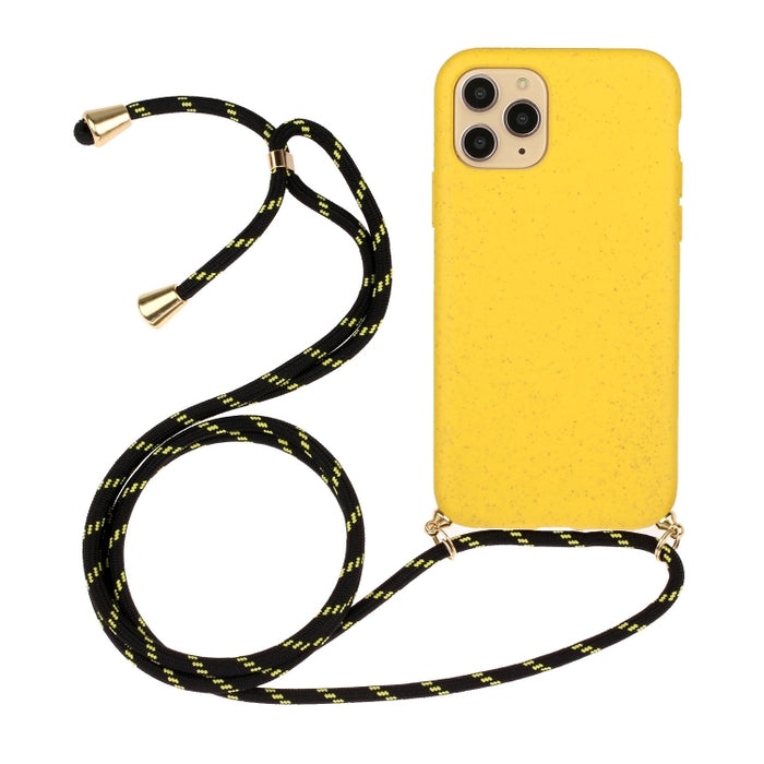 Material de paja de trigo + funda de teléfono TPU con cordón