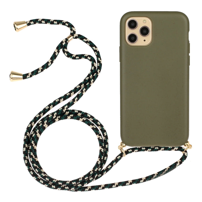Material de paja de trigo + funda de teléfono TPU con cordón
