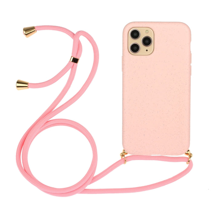 Material de paja de trigo + funda de teléfono TPU con cordón
