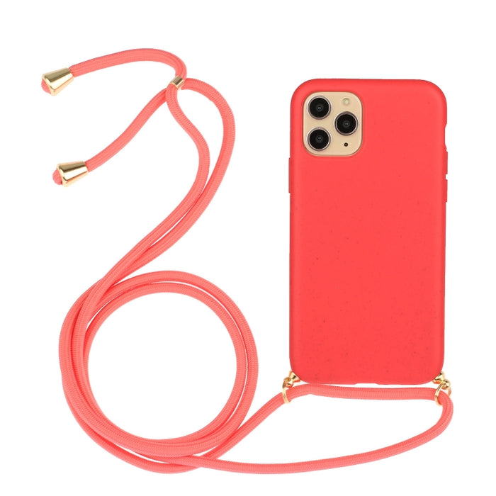 Material de paja de trigo + funda de teléfono TPU con cordón