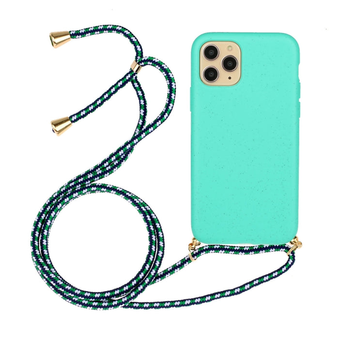 Material de paja de trigo + funda de teléfono TPU con cordón