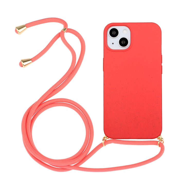 Material de paja de trigo + funda de teléfono TPU con cordón