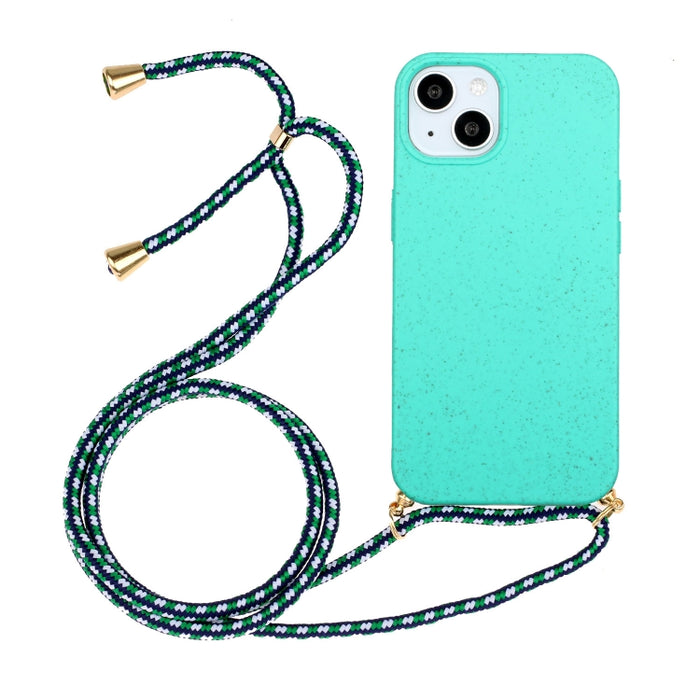 Material de paja de trigo + funda de teléfono TPU con cordón