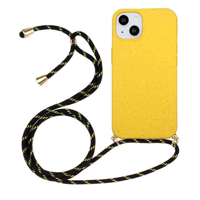 Material de paja de trigo + funda de teléfono TPU con cordón