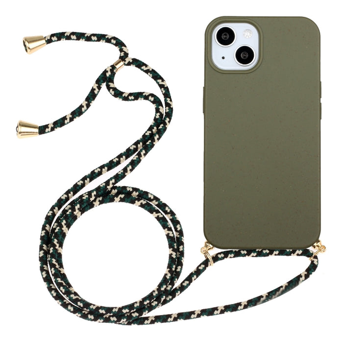 Material de paja de trigo + funda de teléfono TPU con cordón