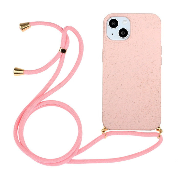 Material de paja de trigo + funda de teléfono TPU con cordón