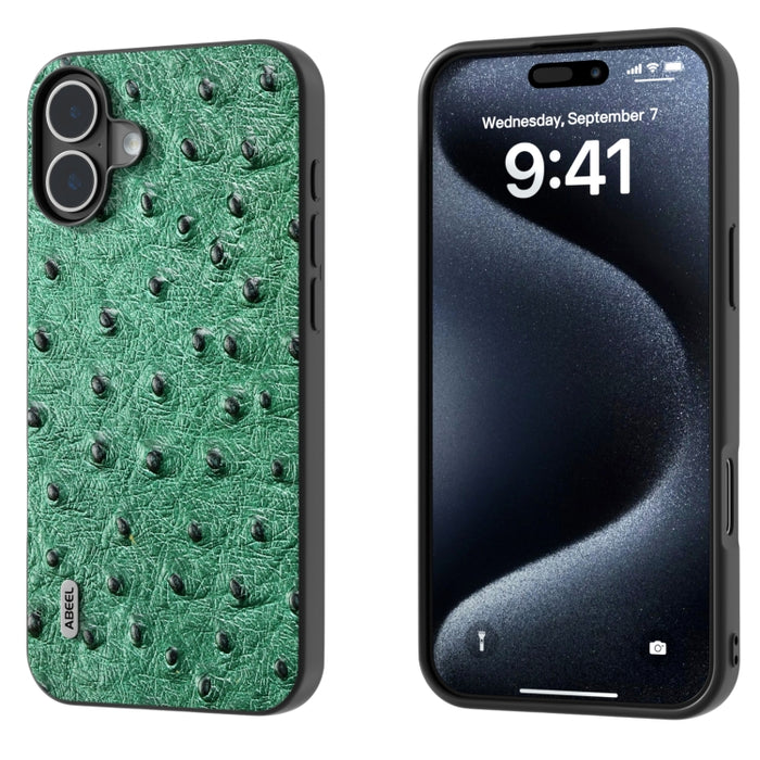 Funda para teléfono con textura de avestruz de cuero genuino ABEEL