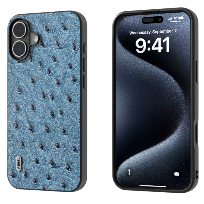 Funda para teléfono con textura de avestruz de cuero genuino ABEEL