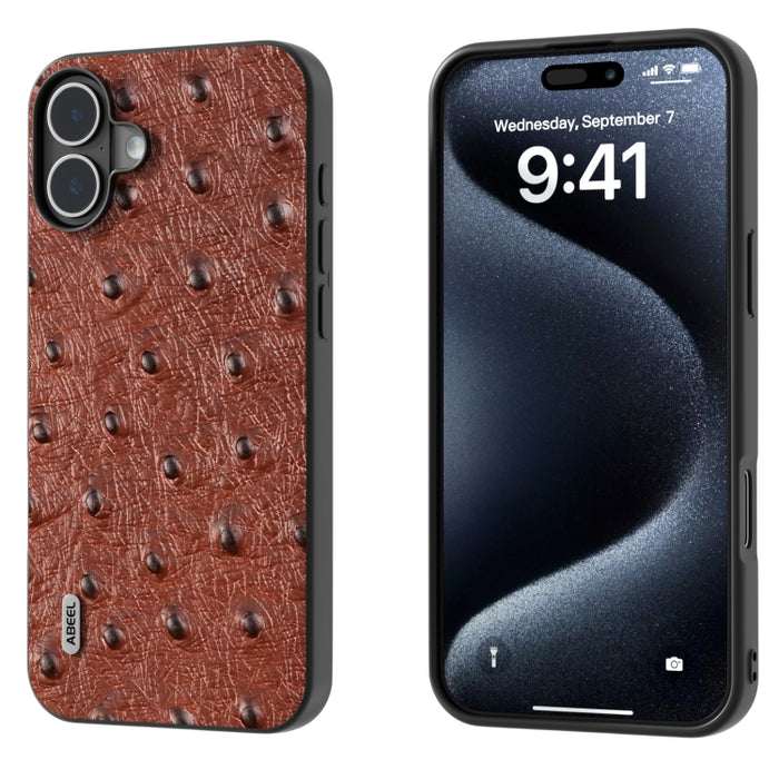 Funda para teléfono con textura de avestruz de cuero genuino ABEEL