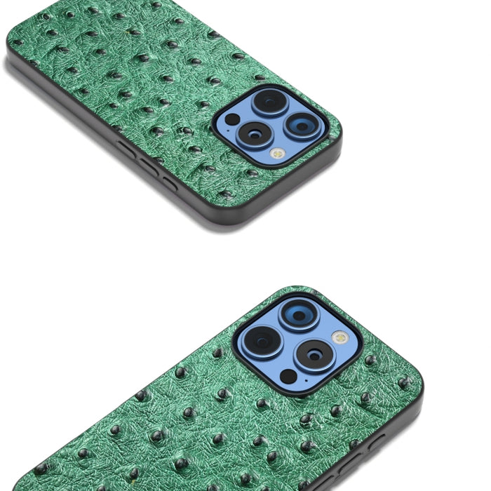 Funda para teléfono con textura de avestruz de cuero genuino ABEEL