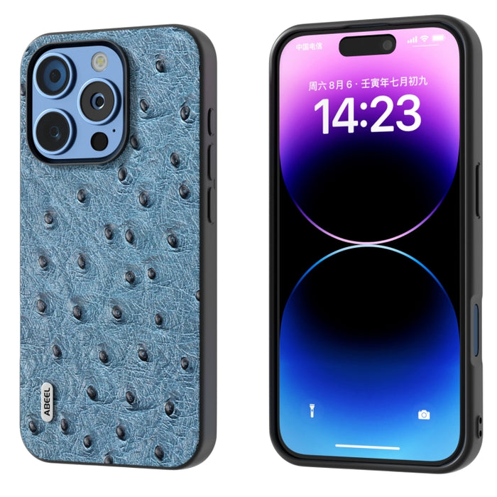 Funda para teléfono con textura de avestruz de cuero genuino ABEEL
