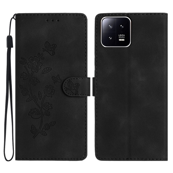 Caja del teléfono del cuero del patrón de relieve de la mariposa de la flor, For Xiaomi Redmi Note 12S, For Xiaomi Redmi 13C 4G, For Xiaomi Redmi Note 12 Pro 5G, For Xiaomi 13T, For Xiaomi Redmi Note 12 5G, For Xiaomi 13 Pro, For Xiaomi 13             ...