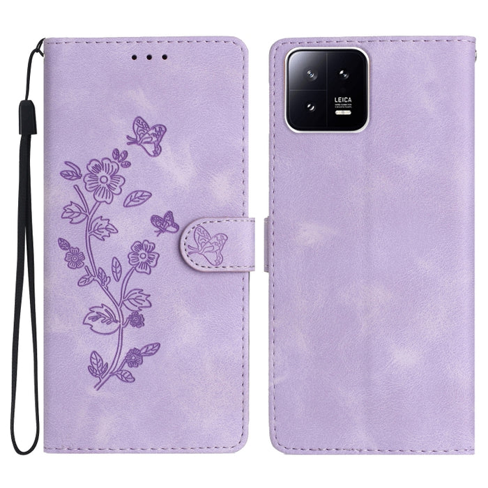Caja del teléfono del cuero del patrón de relieve de la mariposa de la flor, For Xiaomi Redmi Note 12S, For Xiaomi Redmi 13C 4G, For Xiaomi Redmi Note 12 Pro 5G, For Xiaomi 13T, For Xiaomi Redmi Note 12 5G, For Xiaomi 13 Pro, For Xiaomi 13             ...