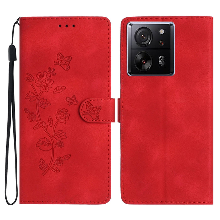 Caja del teléfono del cuero del patrón de relieve de la mariposa de la flor, For Xiaomi Redmi Note 12S, For Xiaomi Redmi 13C 4G, For Xiaomi Redmi Note 12 Pro 5G, For Xiaomi 13T, For Xiaomi Redmi Note 12 5G, For Xiaomi 13 Pro, For Xiaomi 13             ...