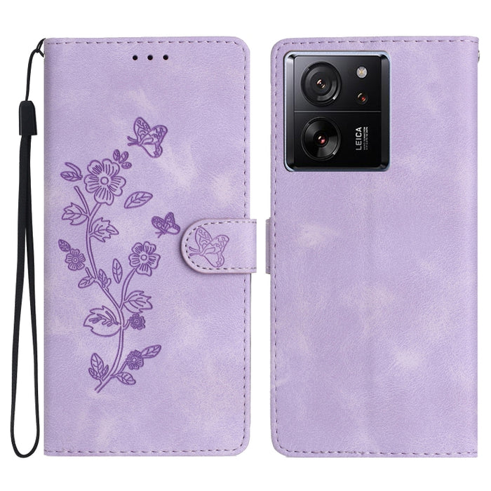 Caja del teléfono del cuero del patrón de relieve de la mariposa de la flor, For Xiaomi Redmi Note 12S, For Xiaomi Redmi 13C 4G, For Xiaomi Redmi Note 12 Pro 5G, For Xiaomi 13T, For Xiaomi Redmi Note 12 5G, For Xiaomi 13 Pro, For Xiaomi 13             ...