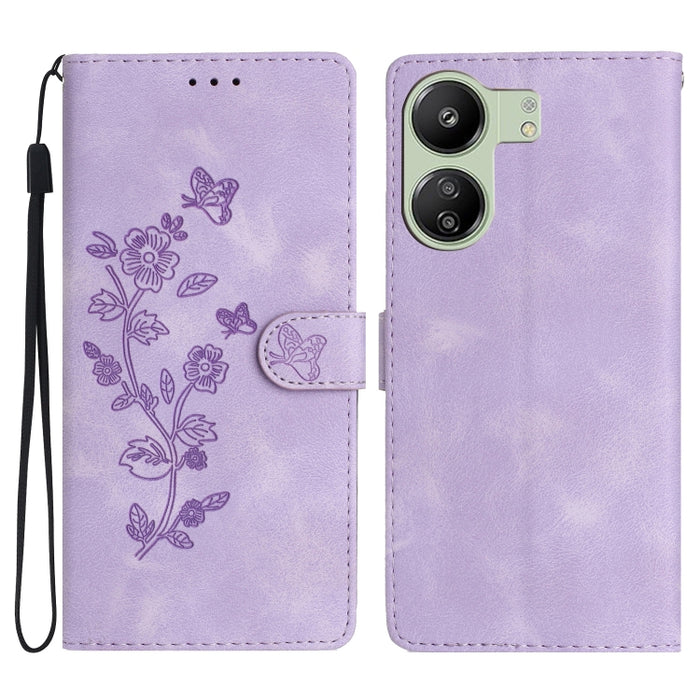 Caja del teléfono del cuero del patrón de relieve de la mariposa de la flor, For Xiaomi Redmi Note 12S, For Xiaomi Redmi 13C 4G, For Xiaomi Redmi Note 12 Pro 5G, For Xiaomi 13T, For Xiaomi Redmi Note 12 5G, For Xiaomi 13 Pro, For Xiaomi 13             ...