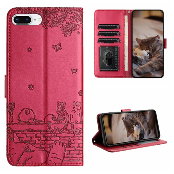 Estuche para teléfono de cuero con estampado de gato con cordón