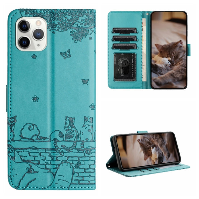 Estuche para teléfono de cuero con estampado de gato con cordón