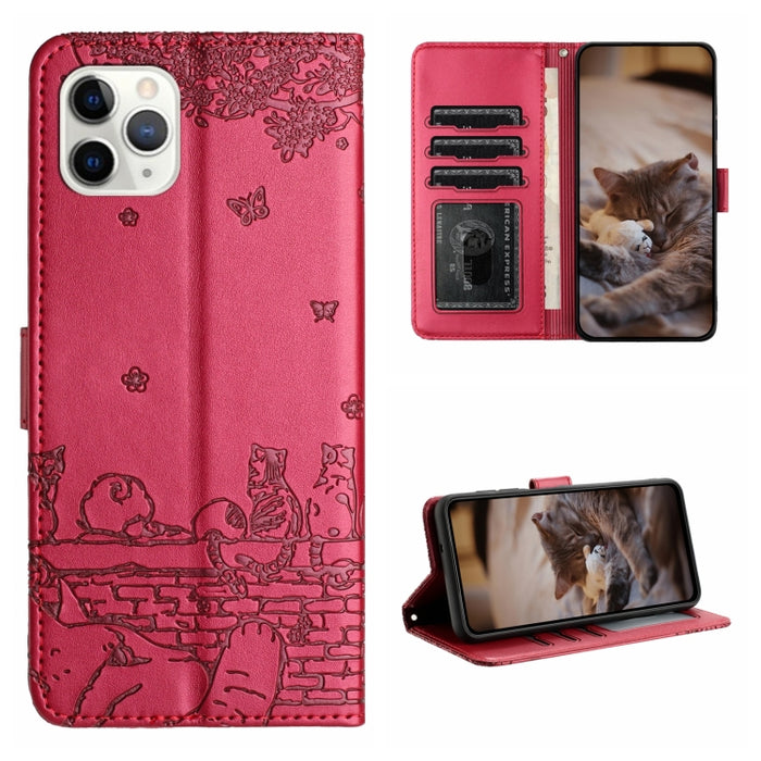 Estuche para teléfono de cuero con estampado de gato con cordón